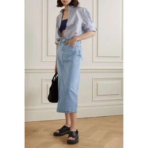 FRAME Denim Le Italien Maxi Length Light Wash Denim Skirt Size 33